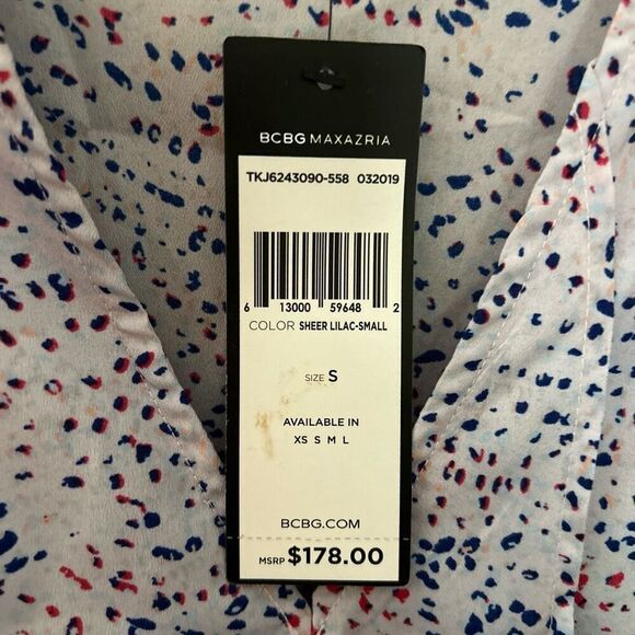 BCBGMaxazria Tara Sheer Lilac Shell Asymmetrical Dress Small - Picture 5 of 10